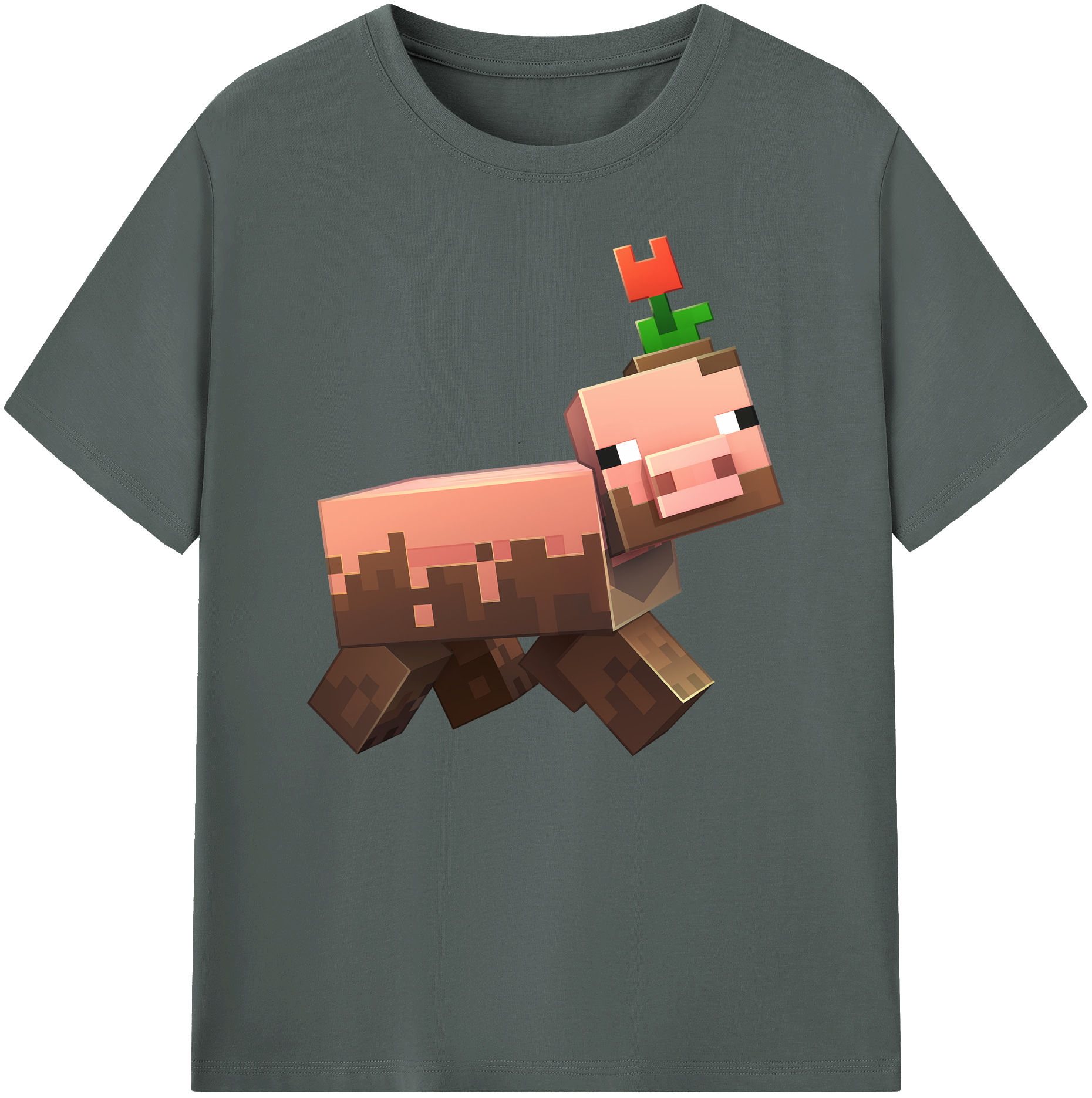 （画像用） マインクラフト ブロックの世界 Minecraft MC Block world 綿100％ メンズ半袖Tシャツ｜肌触りやわらか＆通気性